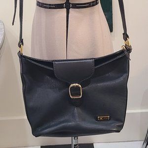 Vintage HCL Made in Germany Leather Crossbody Purse with 24k gold details